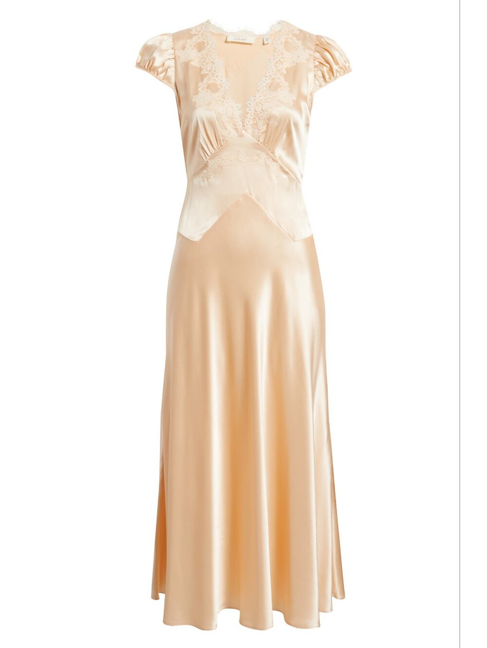 Doen Coraline Lace Detail Floral Satin MaxiPeach Lace-Trim Satin Midi Dress DXL1